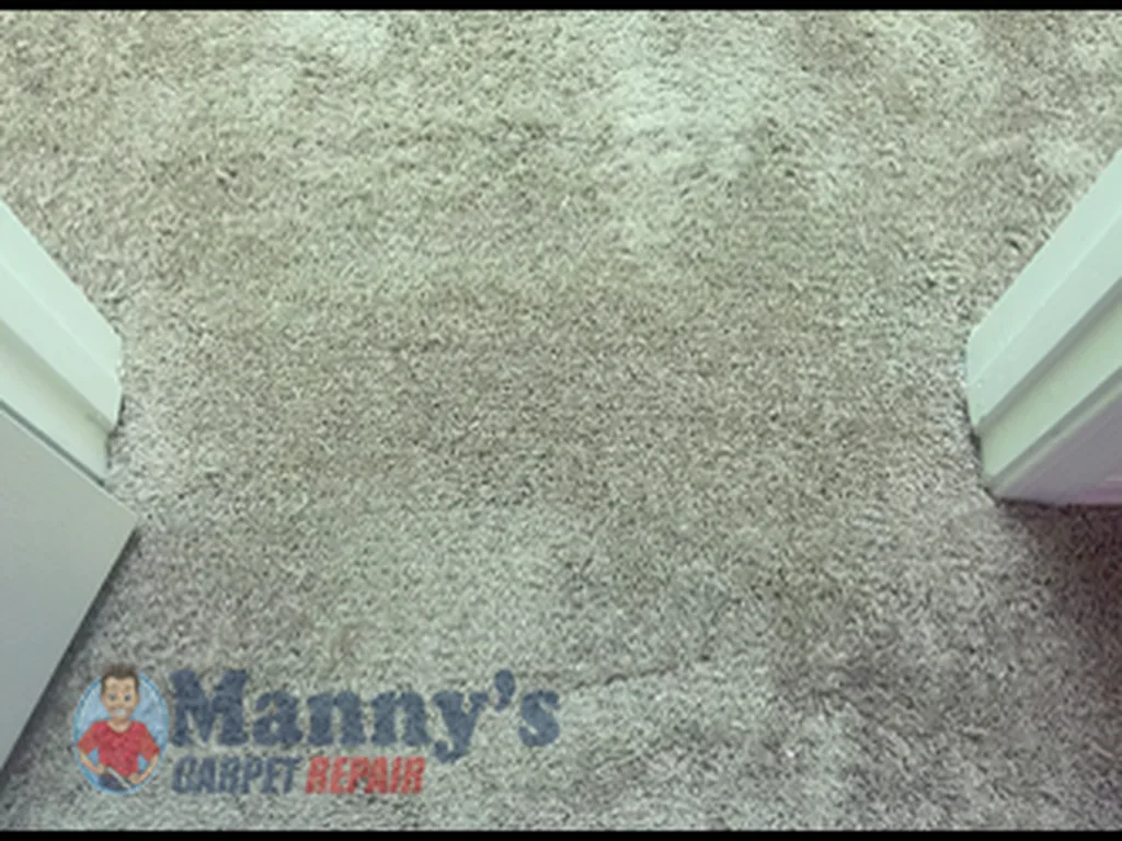 Manny's technician repairing carpet
